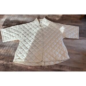 Joan Rivers Classics Collection Cream Quilted Jacket Womens Medium Snap Front